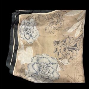 Floral Beige and Black Scarf